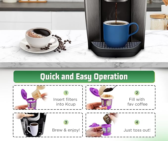 VIVI SKY K cup Coffee Paper Filters with Lid Disposable for Keurig, Fits All Keurig Single Serve Filter Brands (Natural with Lid, 300)