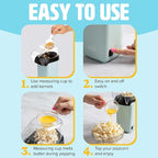 Tasty Hot Air Popcorn Popper, Healthy and Delicious Popcorn in Minutes, Fast and Easy-to-Use, Built-In Measuring Cup and Butter Warmer, 8 Cups, Aqua