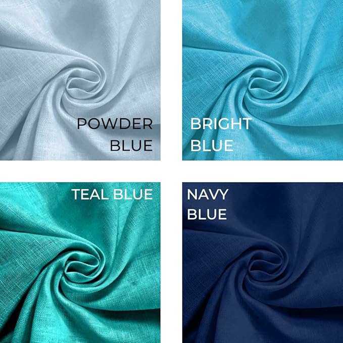 D'Moksha Homes Linen Table Runner 60 Inches - 100% Pure Linen Powder Blue Table Runner 14 x 60 Inch for Coffee Tables, Dresser, Summer, Fall and Halloween - Machine Washable