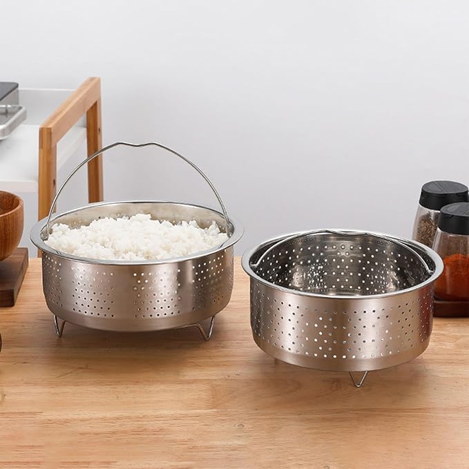 Steamer Basket for, Non Stick Vegetable Steamer Basket with Handle, Stainless Steel Steamer Basket Insert for Pots, Sugar Removal Rice Cooker Insert (16.5cm)