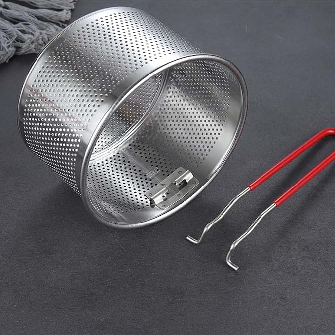 Pasta Strainer Set of 2, Stainless Steel Noodle strainer with Removable Handle Metal Pasta Strainer Basket Deep Fryer Basket, Kitchen Colander for Washing Draining Deep-frying Boiling Steaming