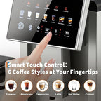 3rd-Gen Espresso Coffee Maker with Milk Frother, Removable Brewer and Grinder, Adjustable Coarseness and Flavor, 3-Level Coffee and Milk Volume Control, Detachable Milk Tank