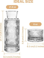 Bedside Water Carafe and Glass Set, Mouthwash Dispenser for Bathroom, 21.6 Oz Glass Water Bottles with 6 Oz Drinking Cup as Lid, Pitcher for Nightstand, Kitchen (Clear)