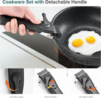 NEWBULIG Nonstick Kitchen Cookware Set, Pots and Pans with Detachable Handle, Induction Compatible, Dishwasher & Oven Safe, Space-Saving, Black, 12 Pieces(5 Pot)