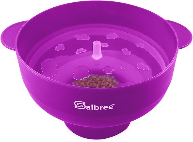 The Original Salbree Collapsible Silicone Microwave Popcorn Popper Maker Machine, Microwavable Bowl Holds 16 Cups, Uses Hot Air and Oil Always Optional - The Most Colors Available (Purple)