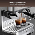 Professional Espresso Coffee Machine 20 Bar, Semi Automatic Espresso Maker With Grinder, Stainless Steel, Latte and Cappuccino Espresso Coffe Machine w/Automatic Milk Frothe for Office Cafe