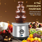 Chocolate Fountain Machine 4 Tiers Electric Chocolate Fondue Fountain Machine Cheese Fountain Perfect for Nacho Cheese, Chocolate Sauce, Wedding, Party