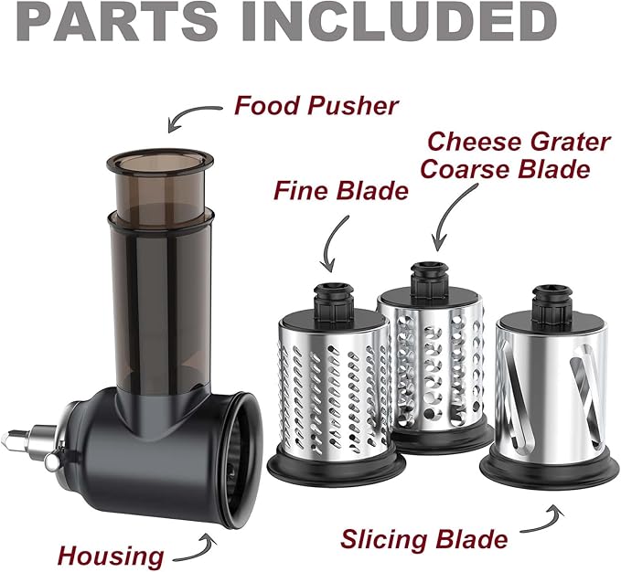 Slicer Shredder Attachments for KitchenAid Stand Mixer Cheese Grater Attachment for KitchenAid, Slicer Accessories with 3 Blades by InnoMoon
