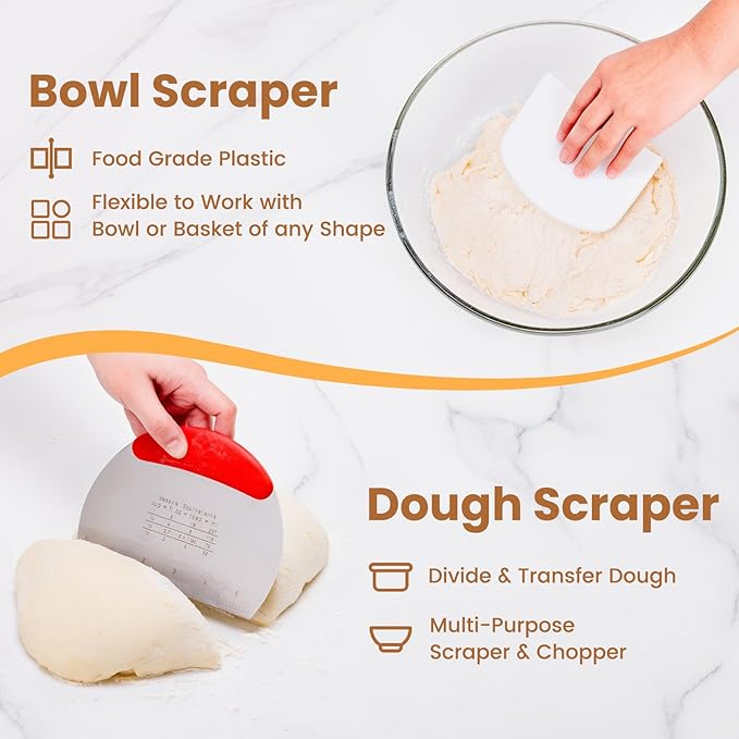 Bread Making Tools with Danish Dough Whisk Set, Sourdough Bread Scoring Tool & Baking Supplies - Bread Lame, Silicone Baking Sling, Bread Bag & More, Bread Baking Supplies
