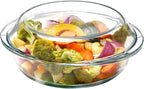 Mini-9 inch (60 OZ) Round Glass Casserole Dish With Lid, Round Oven Safe Glass Bakeware with Handles （1.9 QT）