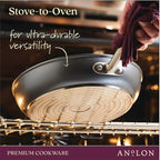 Anolon Accolade Forged Hard Anodized Nonstick Wok / Stir Fry Pan with Lid, 13.5 Inch - Moonstone Gray