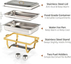 4 Pack Stainless Steel Chafing Dishes for Buffet, 9 QT Capacity 7 Pans Food Warmers for Parties, Weddings, Events Hosting, Family Gatherings, Full Set Catering Server with Serving Utensils Accessories