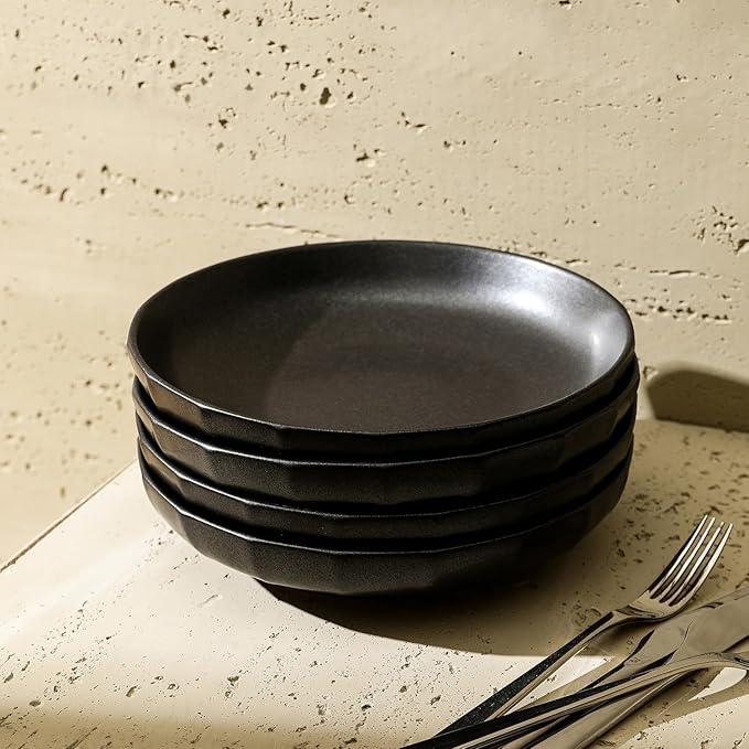 Stone Lain Rio 4-Piece Pasta Bowl Set Stoneware, Black