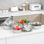 304 Stainless Steel Microporous Colander with Handle, Rice Washers Microporous Strainer Set For washing vegetables, fruits and rice, and draining cooked pasta(3.5QT with handle-Gold)