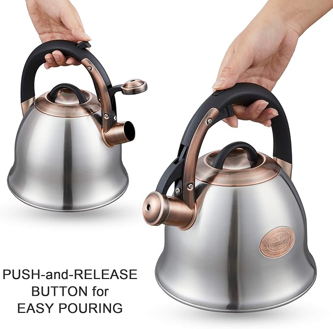 Tea Kettle -2.2 Quart Tea Kettles Stovetop Whistling Teapot Stainless Steel Tea Pots for Stove Top Whistle Tea Pot