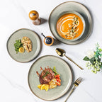 AmorArc Ceramic Plates Set of 6,8.5 Inch Handmade Reactive Glaze Stoneware Plates set for Dessert,Salad,Appetizer,Small Dinner Plates,Microwave & Dishwasher Safe,Scratch Resistant