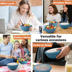 40 OZ Bowls Set of 4, Unbreakable Lightweight Bowls Set with Lid, Microwave & Dishwasher Safe Lunchable Containers, Plastic Reusable Cereal Bowl for Soup, Salad, Noodle, Snack, Fruit, Blue