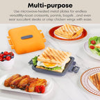 Microwave Toastie Sandwich Maker, Snack Maker & Panini Press, Removable Non-Stick Plates Silicone Microwavable Cookware, Heatwave Technology, Orange