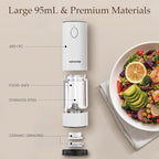 Electric Salt and Pepper Grinder Set, Rechargeable with LED Lights, Stainless Steel Automatic Pepper & Salt Mill, Adjustable Coarseness, Large Capacity, White