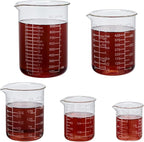 Ackers Etching Scale Glass Measuring Cup Set-V-Shaped Spout,Includes 60ml(2OZ), 120ml(4OZ), 250ml(8OZ), 500ml(16OZ), and 1000ml (32OZ) for Kitchen or Restaurant, Easy to Read