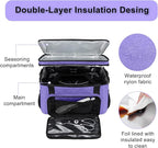 Slow Cooker Carrying Bag, Double Layer Insulated Design Slow Cooker Carrier with Removable Hard Liner and Pot Lid Fastener Fit for 6-8 Quart Crock Pot, Purple