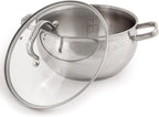 BergHOFF Belly Shape 18/10 Stainless Steel 9.5 inches Stockpot 5.5qt., Glass Lid with Steam Vent, Fast, Evenly Heat, Induction Cooktop Ready