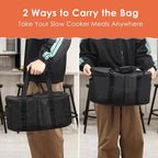Portable Slow Cooker Travel Bag, Insulated Carrier Case for Most 4, 5, 6, 7, 8 Quart Crock, Internal Mesh Net Holds Pot in Place, Slow Cooker Carrier