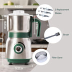 Electric Grinder for Kitchen - 500W Grain Mill with 3 Stainless Steel Blades, Versatile Spice Grinder for Coffee, Grinding Spices, Bean, Grains, Nuts (Green)
