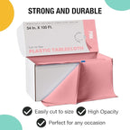 Exquisite Party Solids 54 Inch X 100 Feet Pink Plastic Table Cover Roll in A Cut - to - Size Box with Convenient Slide Cutter. Cuts Up to 12 Rectangle 8 Feet Plastic Disposable Tablecloths