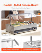 VEVOR Electric Soup Warmer, Two 6.34QT Pots & Six 1/3 Pans, Stainless Steel Commercial Food Warmer with 86~185°F Adjustable Temp, 1500W Bain Marie with Cover, Soup Station for Restaurant, Buffet