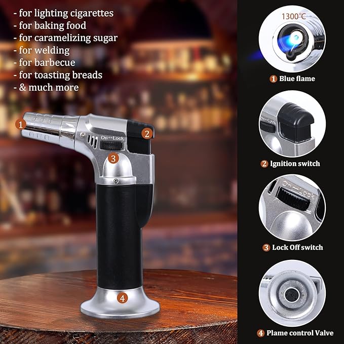 Cocktail Smoker Kit with Torch, 2 Pack Whiskey Smoker Kit Metal Old Fashioned Smoker kit, Birthday Bourbon Whiskey Gifts for Men Dad Husband, 4.7in Expansion Disk, 6 Flavors Wood Chips(No Butane)