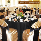 6 Pack Black Round Tablecloths, 120 Inch Stain Resistant and Wrinkle Polyester Fabric Washable Table Clothes Cover for Kitchen Dining, Wedding, Reception Banquet, Birthday Party, Buffet Restaurant