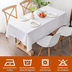 6 Pack White Square Tablecloths, 60 x 102 Inch Stain Resistant and Wrinkle Polyester Fabric Washable Table Clothes Cover for 6 Foot Table, Wedding, Reception Banquet, Birthday Party, Buffet Restaurant