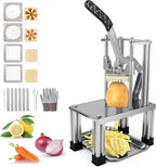 Commercial French Fry Cutter with 4 Replacement Blades, 1/4" and 3/8" Blade Easy Dicer Chopper, 6-wedge Slicer and 6-wedge Apple Corer, Lemon Potato Cutter
