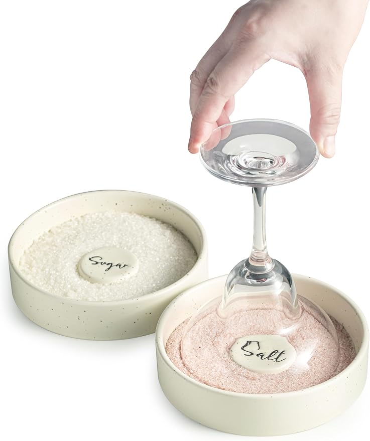 Margarita Salt Rimmer, Bartender Accessories Set of 2 for Margarita and Cocktail Ceramic Sugar Salt Rimmer Plate for Home Bar Bloody Mary, Yellow