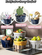 Gomakren Ceramic Berry Basket Set of 2, Round Fruit Bowl with Holes, Small Fruit Basket Containers for Kitchen Counter, Berries, Strawberry, Grape, Cherry - Cobalt Blue