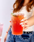 Ciaell 12 Pack Romantic Plastic Water Glasses - 14 Oz Clear Vintage Drinking Glasses, Embossed Ribbed Plastic Cups, Textured Striped Drinkware Set for Juice, Beverages, Beer, Cocktail