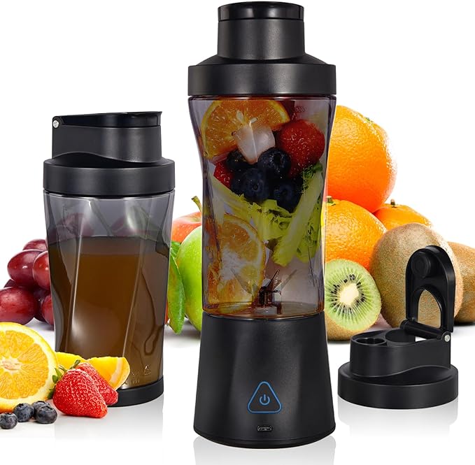 Personal Blender Wireless 24oz Cordless Mini 360 Watt Portable Blender-for Smoothies Freshly Squeezed Juices 6000mAh Self Cleaning and BPA Free Portable Juicer with 6 Sharp Blade Black Knight