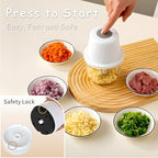 Mini Food Processor Cordless Set with Multiple 3*(400ml+250ml+100ml) Bowls＆ 6+3+2 Blades, Small Garlic Chopper Mincer, USB Rechargeable Battery Vegetable Chopper,Wireless Electric Meat Blender Grinder