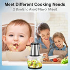 2-Speed Food Processor, Electric Meat Grinder Food Chopper with 8 Cup Glass Bowls& 8 Cup Stainless Steel Bowl for Kitchen, Vegetable, Onion, Garlic, Salad, Fruit, Nuts