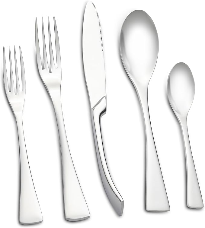 20-Piece Silverware Set for 4, Stainless Steel Flatware Set Food-Grade Silverware Cutlery Set, Include Knife/Fork/Spoon, Mirror Polished, Dishwasher Safe