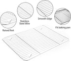 Stainless Steel Baking Sheet Tray Cooling Rack with Silicone Baking Mat Set, Cookie Pan with Cooling Rack, Set of 9 (3 Sheets + 3 Racks + 3 Mats), 10/12/16 Inch, Easy Clean