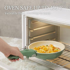 Ceramic Cookware Set Non Stick 8Pcs Pots and Pans Set Detachable Handle Induction Kitchen Cooking Set with Frying Pans Oven Dishwasher Safe, PFAS/PFOA Free, Forest Green