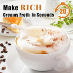 Nahida Rechargeable Milk Frother Wand for Coffee Include Stand - White