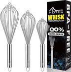HOTEC 4 Pieces Stainless Steel Whisks Set Wire Whisk Balloon Whisk Egg Beater Kitchen Utensils for Stirring, Beating, Blending