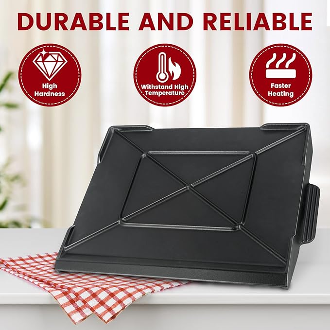 Griddle for Gas Grill, 23" X 16" Universal Cast Iron Griddle Insert for Weber Nexgrill Gas Stove Flat Top Charcoal Electric Grill Plate Outdoor Cooking Pan Camping Teppanyaki BBQ Accessory