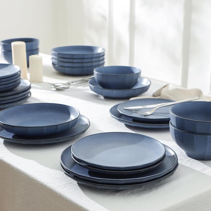 Stone Lain Rio 4-Piece Salad Plate Set Stoneware, Blue