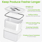Fruit Storage Containers for Fridge - 5 Size Berry Containers for Fridge Keep Fresh with Colanders and Vent Handle Lids, Clear Vegetable Storage Containers for Refrigerator, Lettuce Keeper