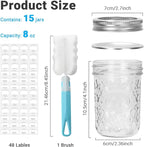 DHSBTLS Glass Regular Mouth Mason Jars, 15 Pack 8 oz Glass Canning Jars with Silver Aluminum Lids and Bands, Airtight Jars for Food Storage, Canning, Overnight Oats, Fermenting, Pickling, Decor