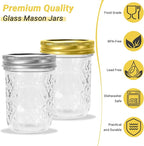 8 oz Glass Mason Jars, 24 Pack Regular Mouth Glass Canning Jars with Silver and Gold Aluminum Lids and Bands, Airtight Jam Jars for Food Storage, Pickling, Fermenting, Honey, DIY Candles Decor
